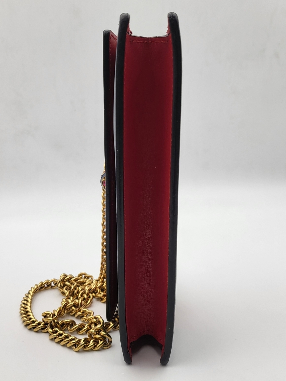 GUCCI Calfskin Queen Margaret Chain Wallet Blue Agata Hibiscus Red Mystic White. - Picture 6 of 16